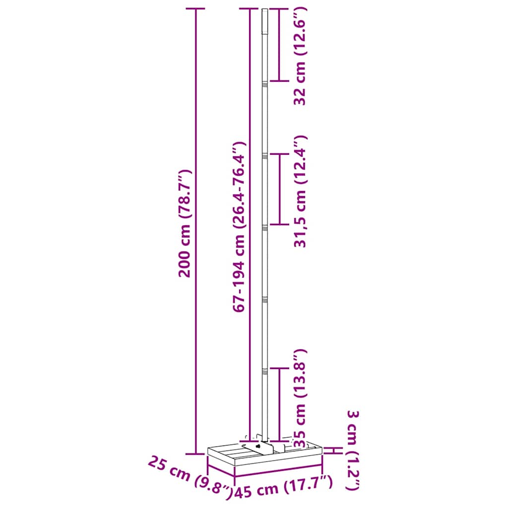 vidaXL Επίπεδος Κήπου 45 x 25 x 200 εκ.