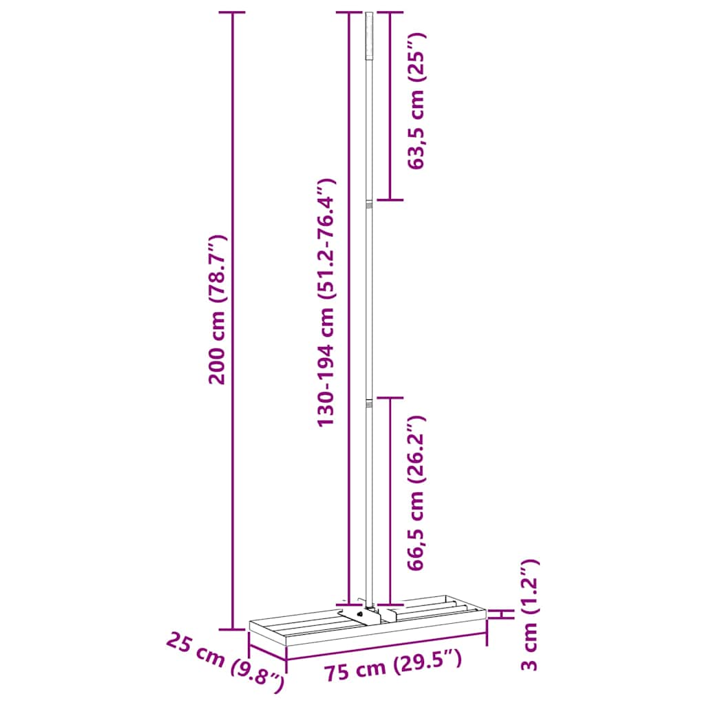 vidaXL Επίπεδος Κήπου 75 x 25 x 200 εκ