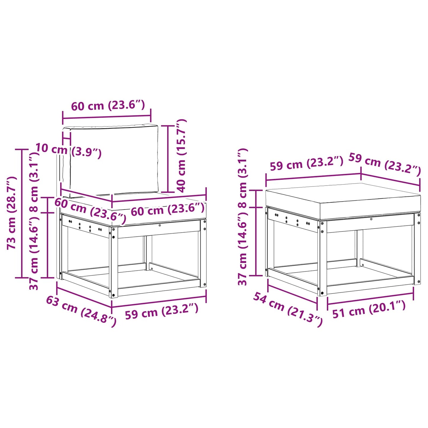 vidaXL Σειρά Καναπέ Εξωτερικού με μαξιλάρι 4 pcs Φυσικό και Κρέμα