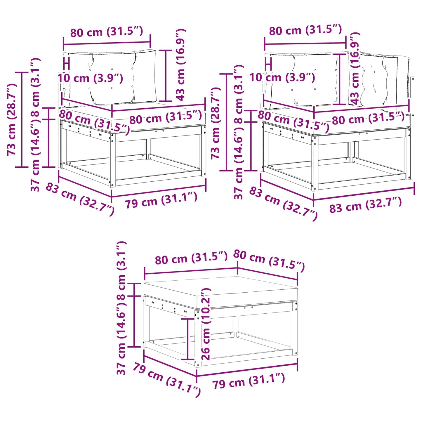 vidaXL Σειρά Καναπέ Εξωτερικού με μαξιλάρι 7 pcs Φυσικό και Κρέμα