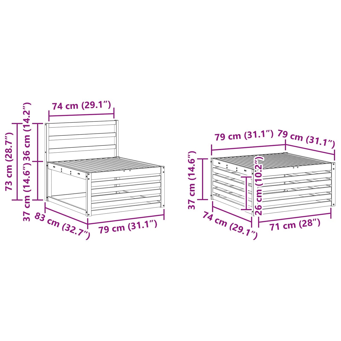 vidaXL Σειρά Καναπέ Εξωτερικού Φυσικό 249 x 162,5 x 73 εκ