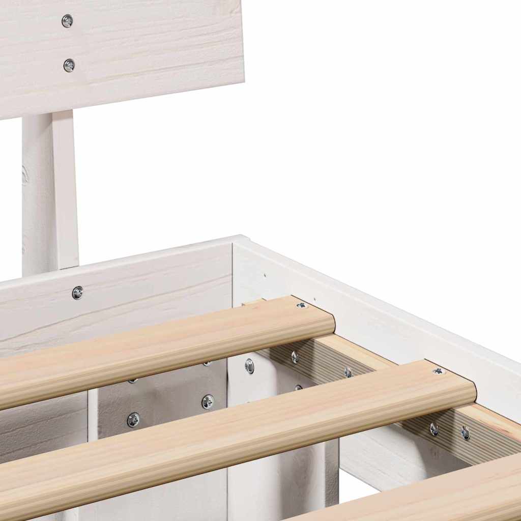 vidaXL Σκελετός Κρεβατιού Λευκό 135 x 190 cm Στερεά ξυλεία πεύκου