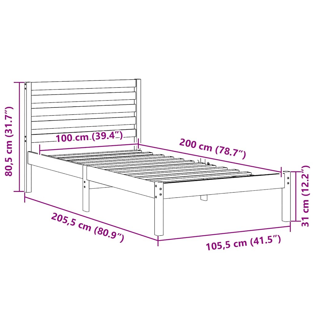 vidaXL Σκελετός Κρεβατιού Κερωτό καφέ 75 x 190 cm Στερεά ξυλεία πεύκου