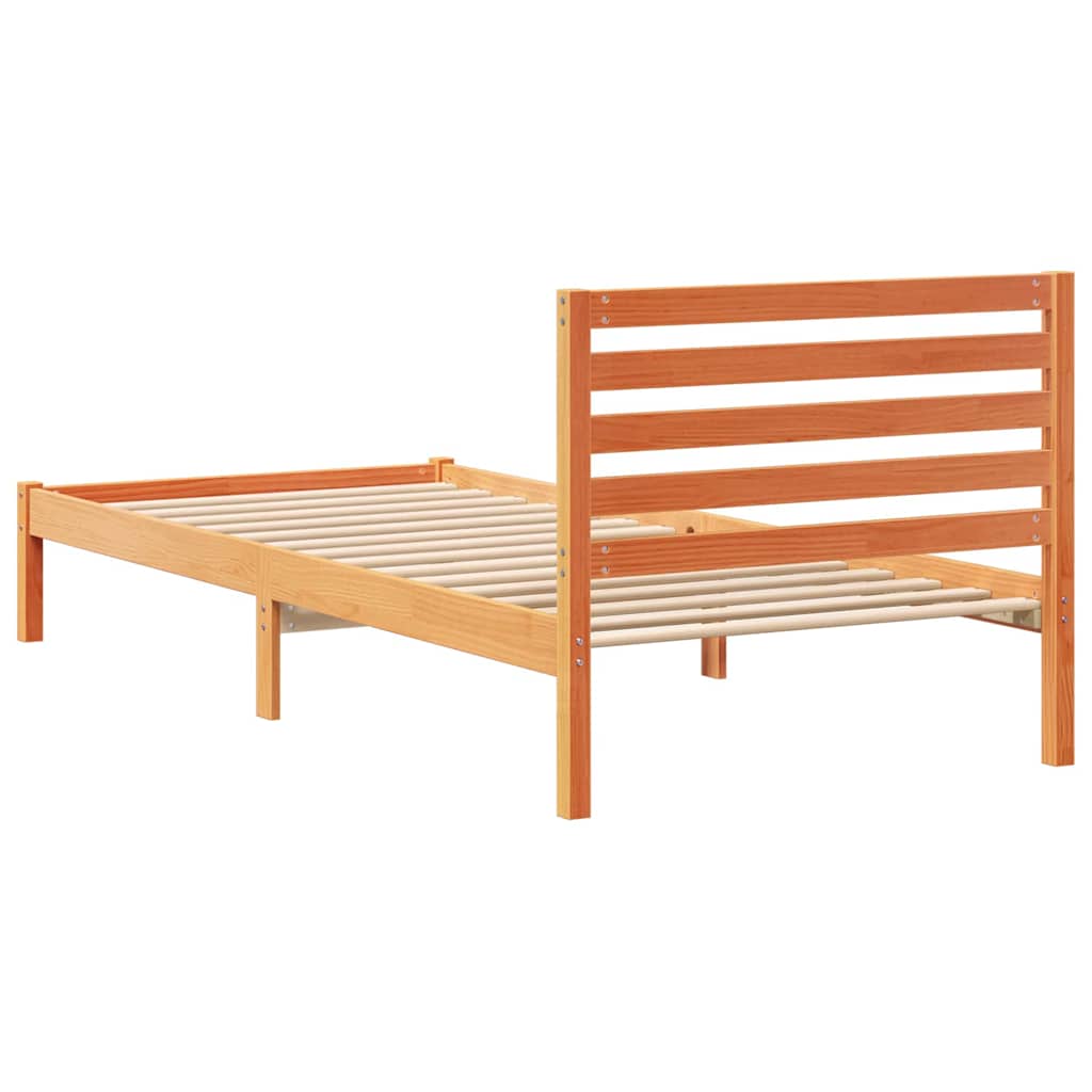 vidaXL Σκελετός Κρεβατιού Καφέ κεριού 90 x 210 cm Μασίφ ξύλο πεύκου