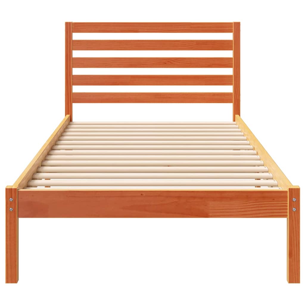 vidaXL Σκελετός Κρεβατιού Καφέ κεριού 90 x 210 cm Μασίφ ξύλο πεύκου