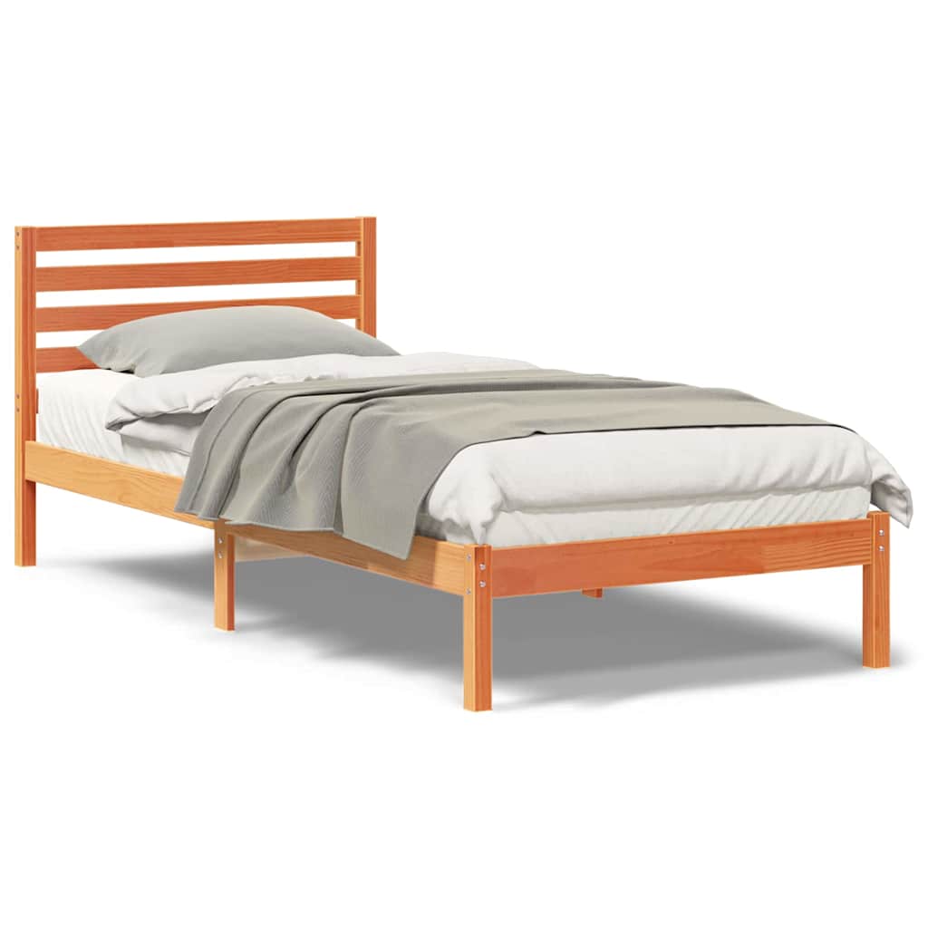 vidaXL Σκελετός Κρεβατιού Καφέ κεριού 90 x 210 cm Μασίφ ξύλο πεύκου