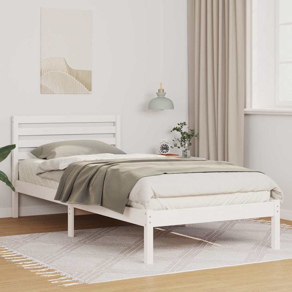 vidaXL Σκελετός Κρεβατιού Λευκό 100 x 210 cm Μασίφ ξύλο πεύκου