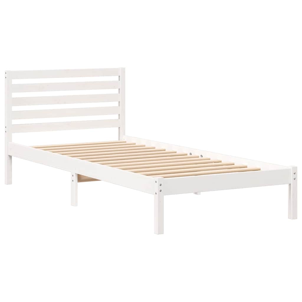 vidaXL Σκελετός Κρεβατιού Λευκό 100 x 210 cm Μασίφ ξύλο πεύκου