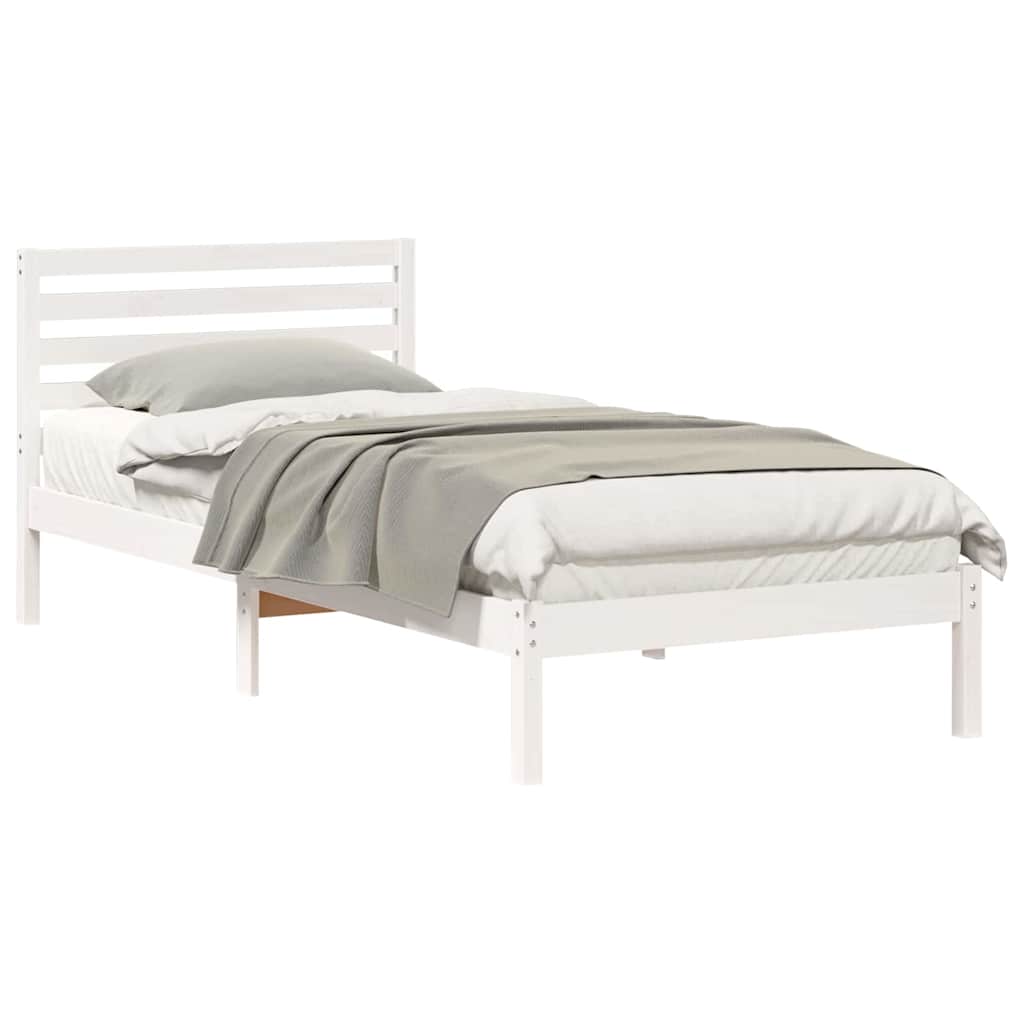 vidaXL Σκελετός Κρεβατιού Λευκό 100 x 210 cm Μασίφ ξύλο πεύκου