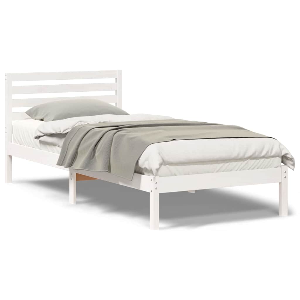 vidaXL Σκελετός Κρεβατιού Λευκό 100 x 210 cm Μασίφ ξύλο πεύκου