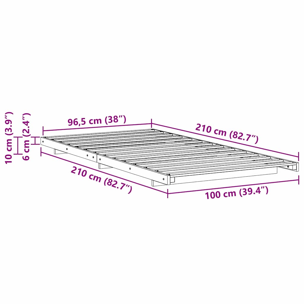vidaXL Σκελετός Κρεβατιού Κερωτό καφέ 100 x 210 cm