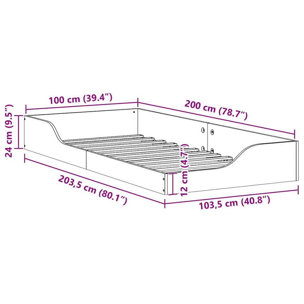 vidaXL Σκελετός Κρεβατιού Καφέ 100 x 200 cm Στερεά ξυλεία πεύκου
