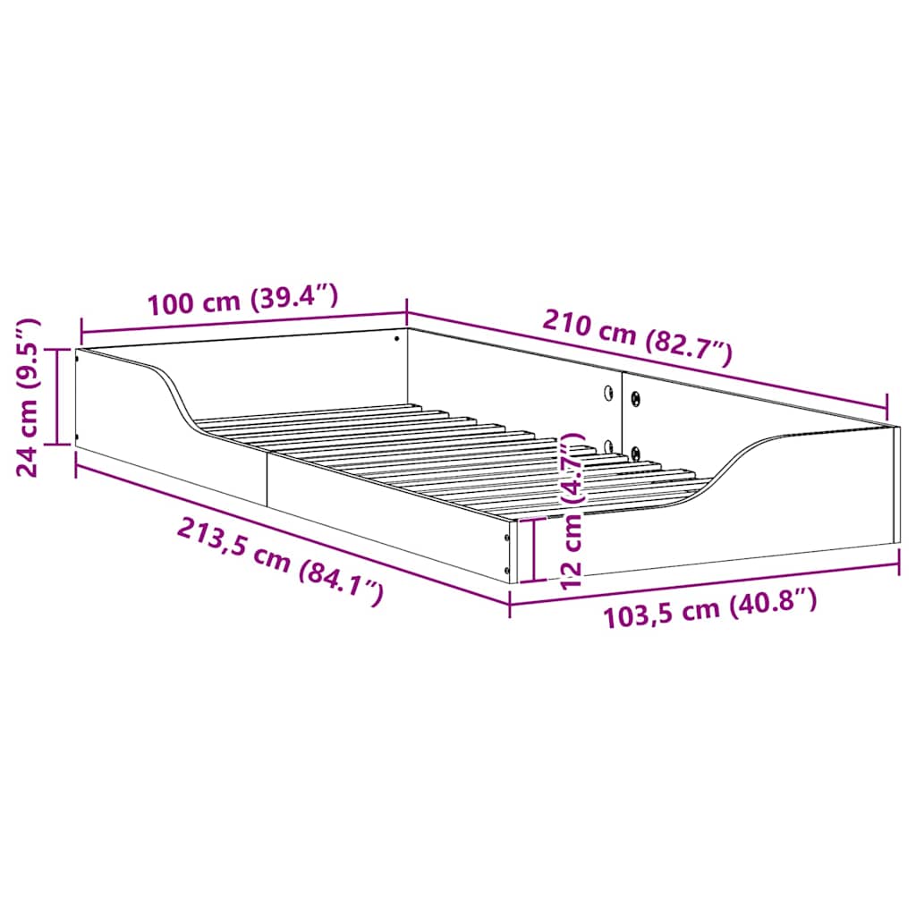 vidaXL Σκελετός Κρεβατιού Καφέ 100 x 210 cm Στερεά ξυλεία πεύκου