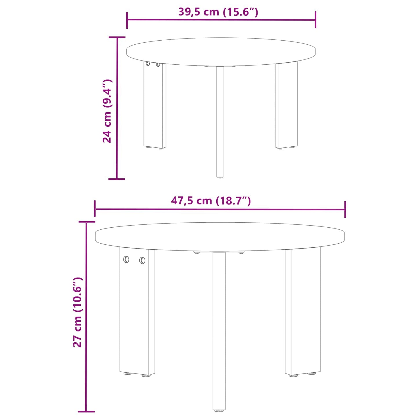 vidaXL Τραπεζάκι σαλονιού 2 pcs Φυσικό Μασίφ ξύλο πεύκου