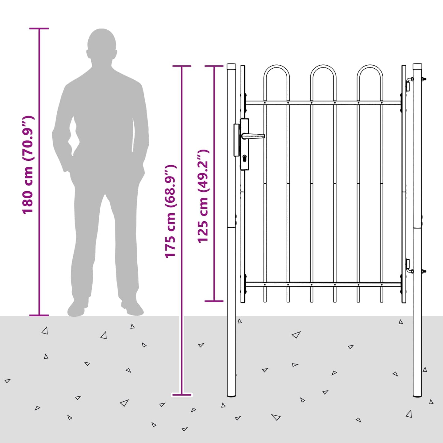 vidaXL Πύλη Φράχτη BOXTEL 103 x 175 cm Χάλυβας με επίστρωση πούδρας