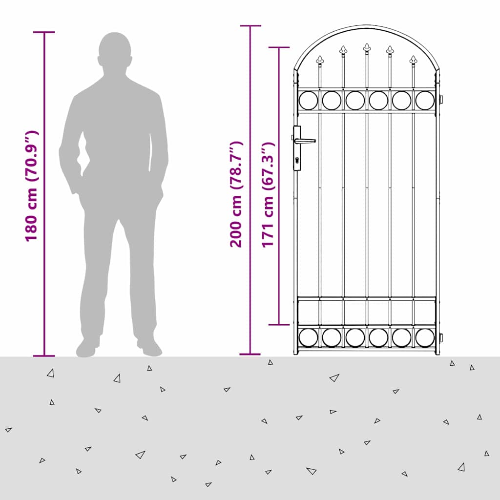 vidaXL Στύλος Περιφράξεων με κλειδαριά Γκρι 200 x 88 x 14 εκ Ατσάλι