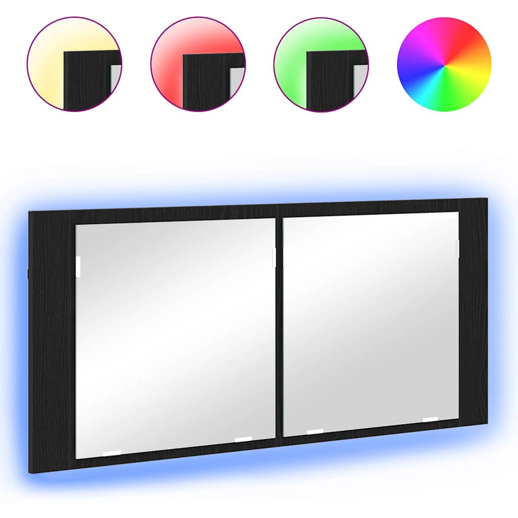 vidaXL LED Καθρέφτης Ντουλάπας Μαύρη δρυς 100 x 12 x 45 εκατοστά