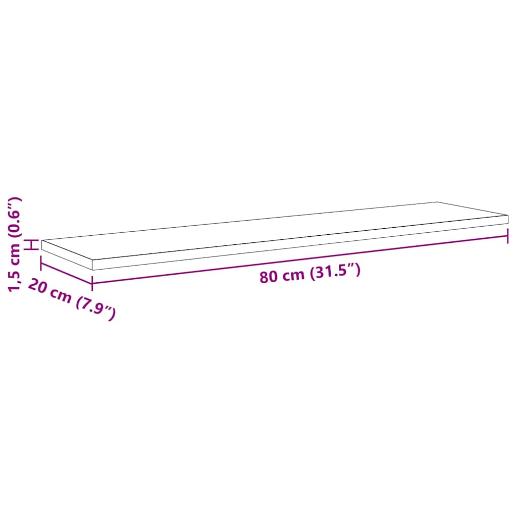 vidaXL Ράφι Βιβλίων 4 pcs Μαύρο 80 x 20 x 1,5 cm Επεξεργασμένο ξύλο