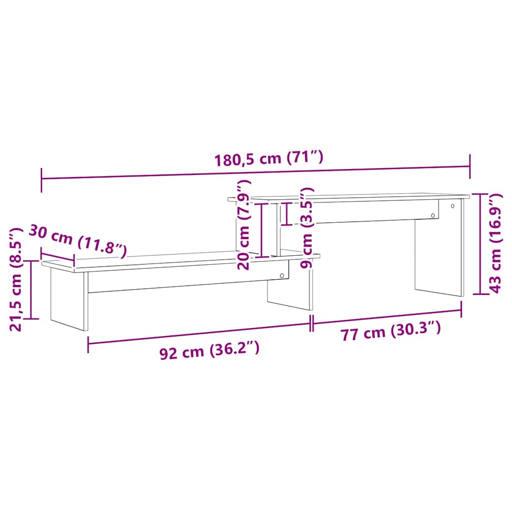 vidaXL Σετ επίπλου τηλεόρασης Επιτοίχιο Artisan Oak 180 x 30 x 43 εκ.