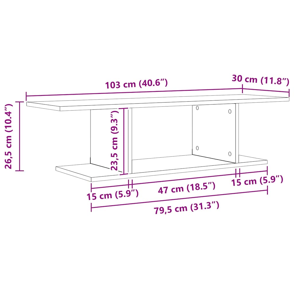 vidaXL Σετ επίπλου τηλεόρασης 103 x 30 x 26,5 εκ Μαύρο