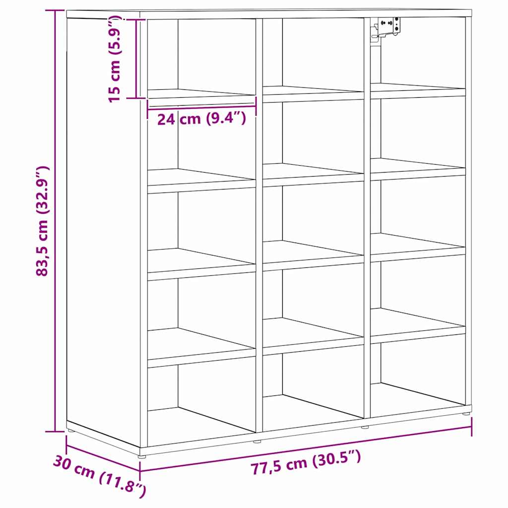 vidaXL Ντουλάπα Παπουτσιών με ράφι Μαύρη Οξυά 77,5 x 30 x 83,5 εκ.