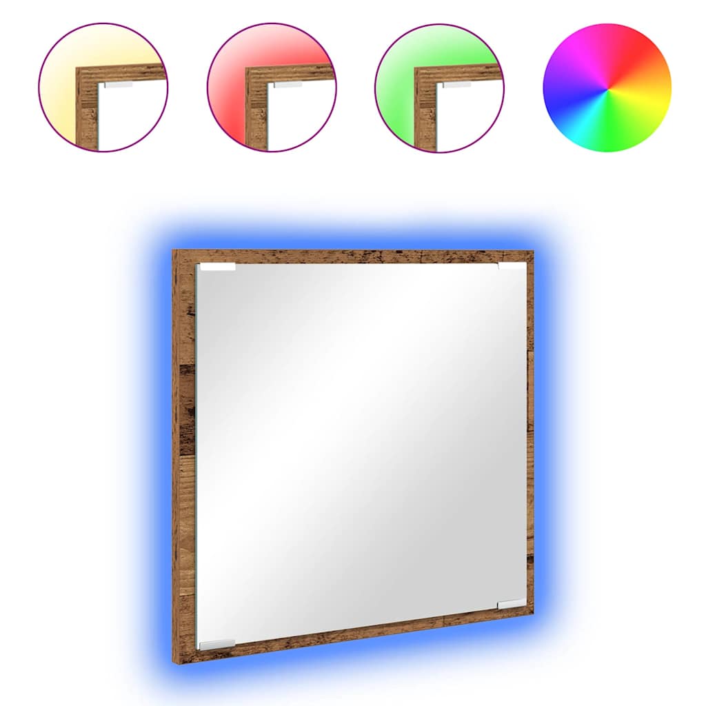 vidaXL Καθρέφτης μπάνιου LED Επιτοίχιο Παλαιό ξύλο 40 x 8.5 x 37 εκ.