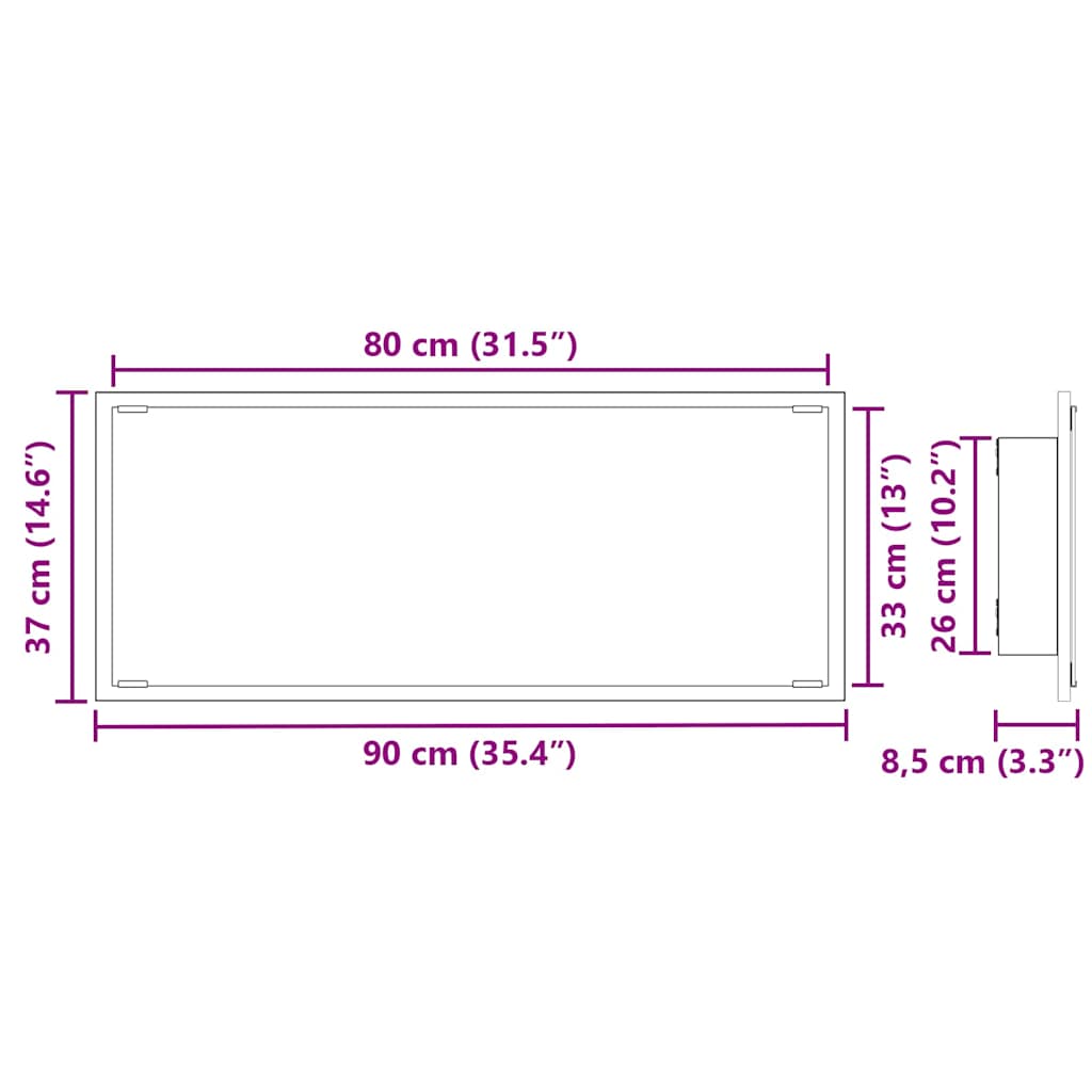 vidaXL Καθρέφτης Παλιό Ξύλο 90 x 8,5 x 37 εκ Επεξεργασμένο ξύλο
