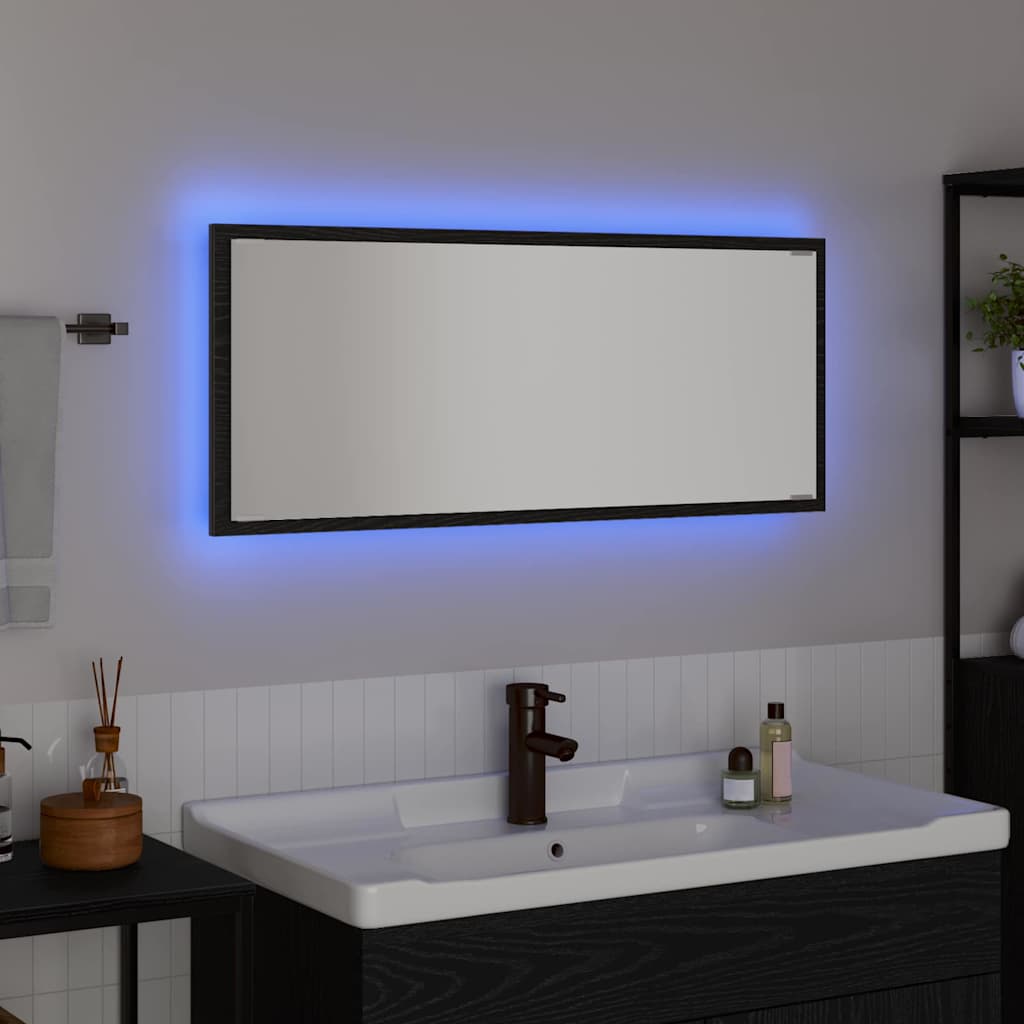 vidaXL Καθρέφτης Μαύρη δρυς 90 x 8.5 x 37 εκ Επεξεργασμένο ξύλο