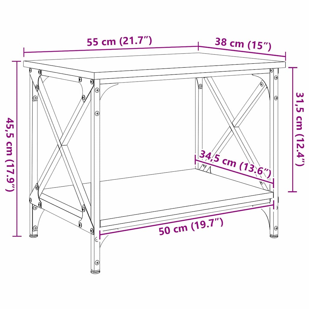 vidaXL Τραπεζάκι Πλευράς Μαύρη δρυς
