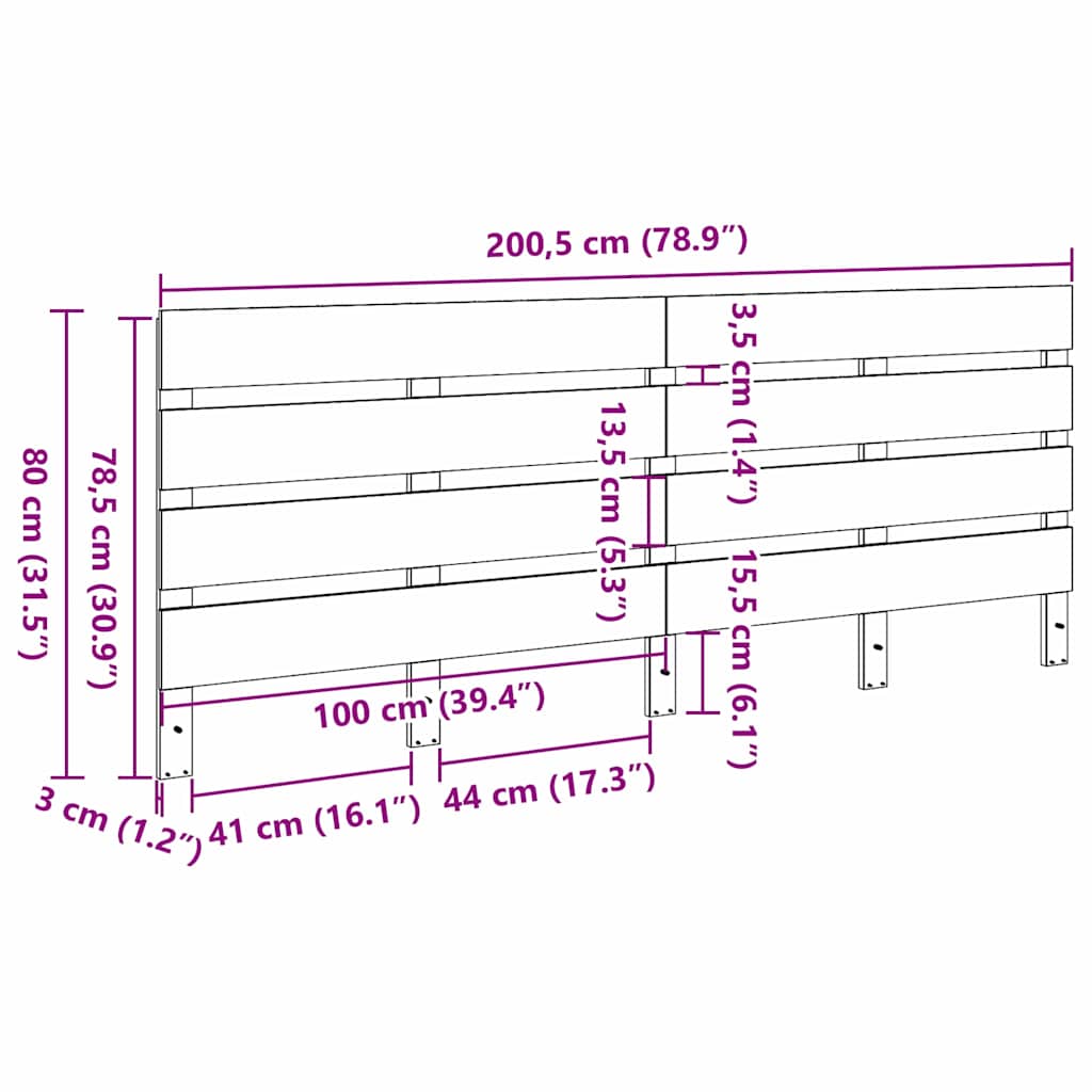 vidaXL Κεφαλάρι Καφέ κεριού 200.5 x 3 x 80 cm Μασίφ ξύλο πεύκου