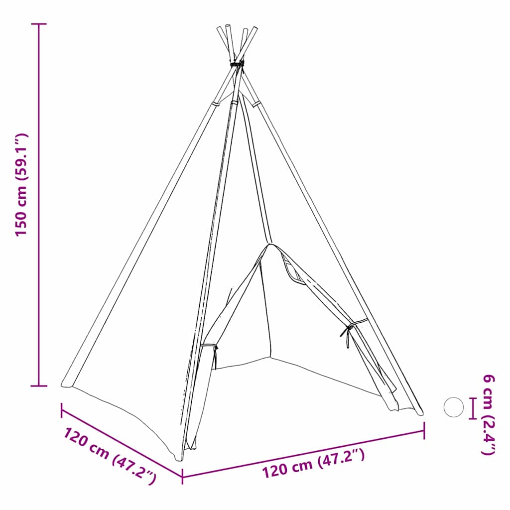 vidaXL Σκηνίτσα Teepee Λευκό 120 x 120 x 150 cm Ύφασμα και Πλαστικό
