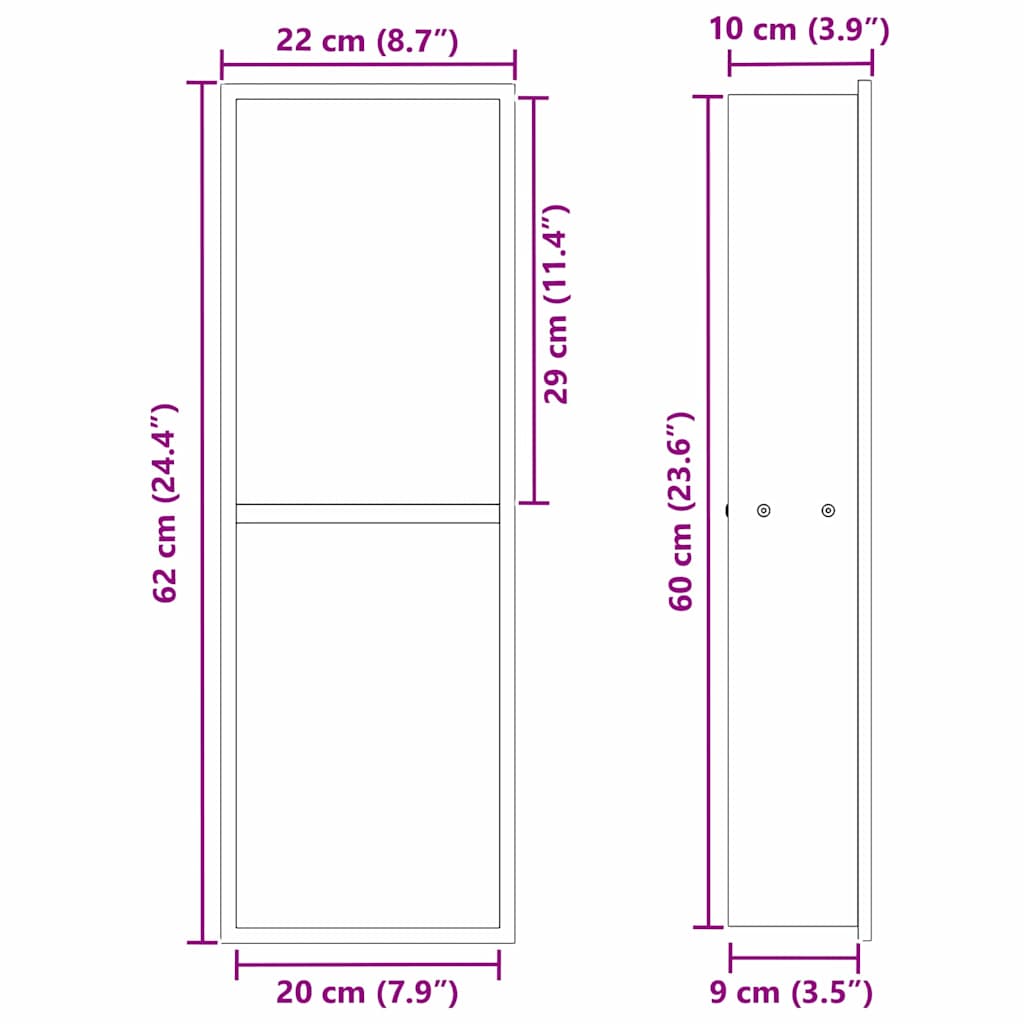 vidaXL Νίτσα Μπάνιου Λευκό 60 x 20 x 9.5 εκ Ανοξείδωτο ατσάλι