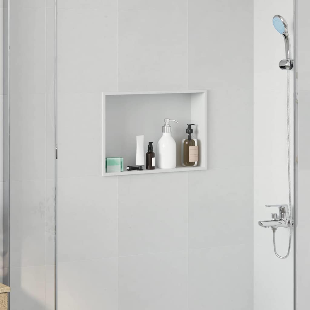 vidaXL Νίτσα Μπάνιου Λευκό 45 x 30 x 9.5 εκ. Ανοξείδωτο ατσάλι