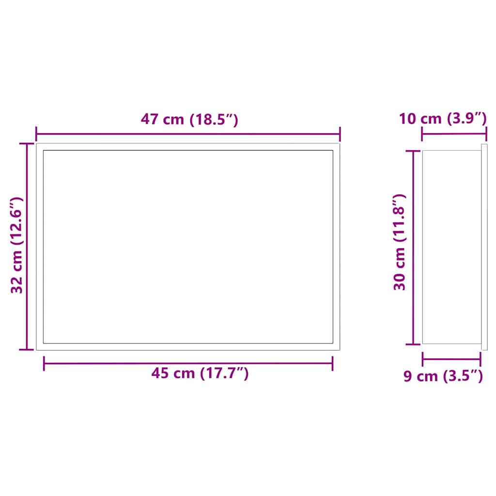 vidaXL Νίτσα Μπάνιου Ασημί 45 x 30 x 9.5 εκ. Ανοξείδωτο ατσάλι