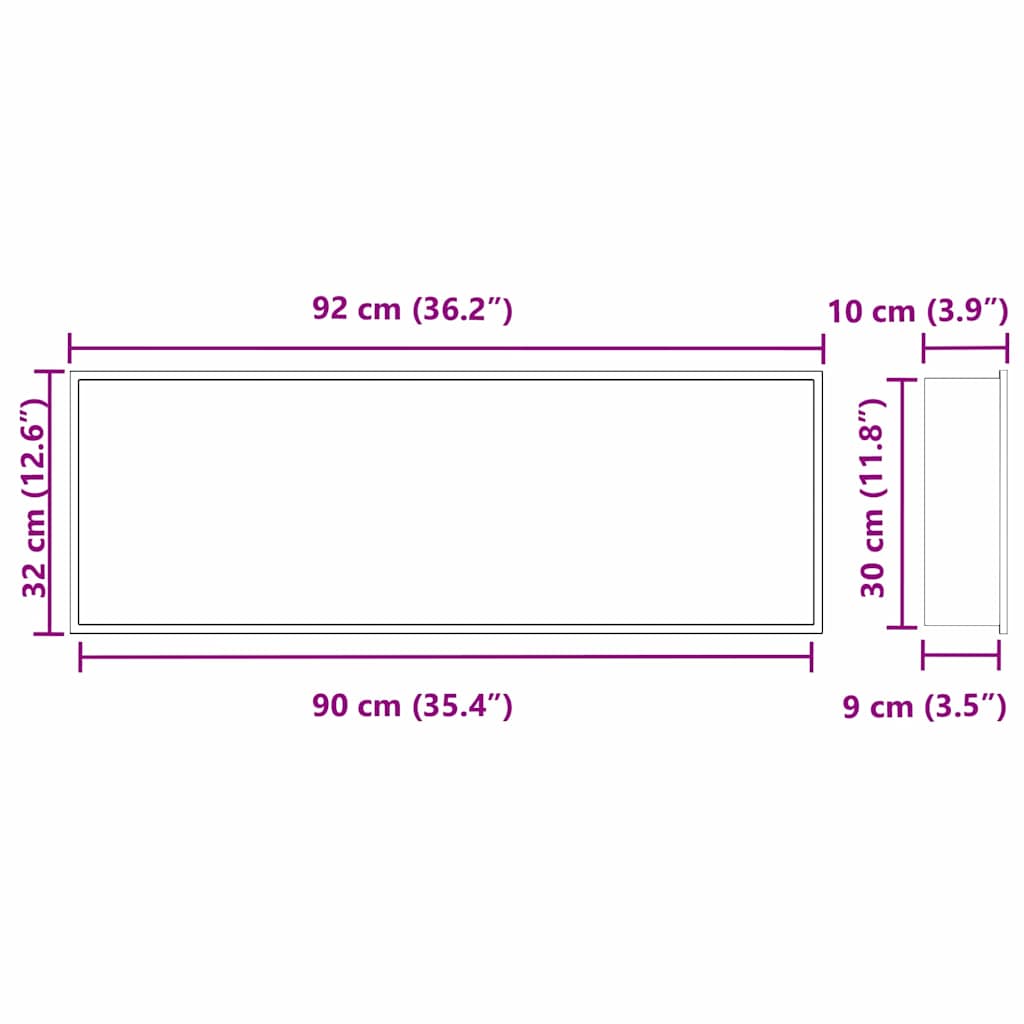vidaXL Νίτσα Μπάνιου Λευκό 90 x 30 x 9,5 εκ. Ανοξείδωτο ατσάλι