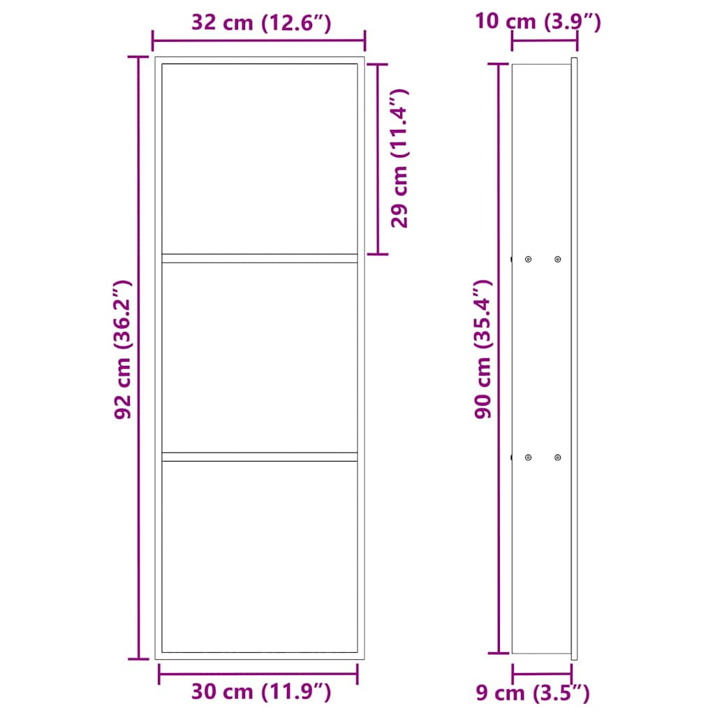 vidaXL Νίτσα Μπάνιου Λευκό 90 x 30 x 9.5 εκ. Ανοξείδωτο ατσάλι