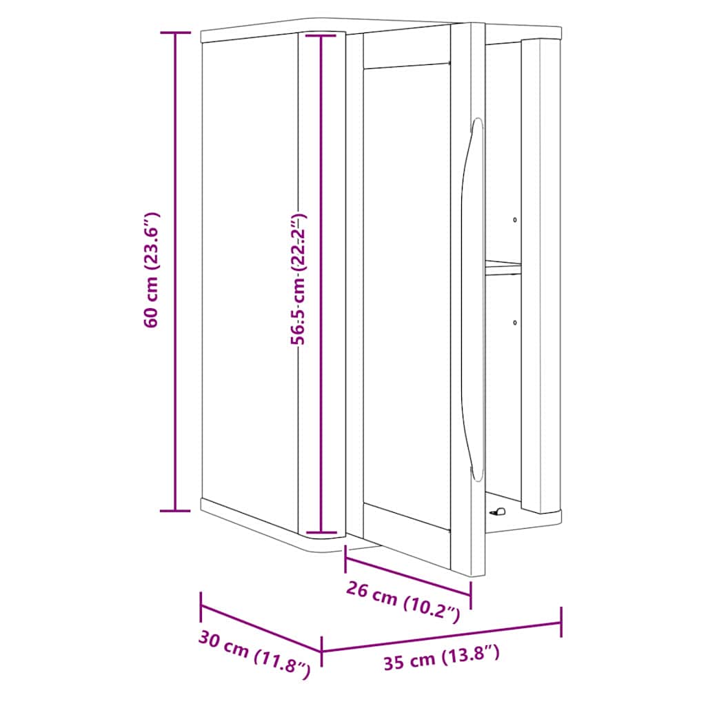 vidaXL Ντουλάπα τοίχου μπάνιου με ράφι Επιτοίχιο Λευκό 35 x 30 x 60 cm