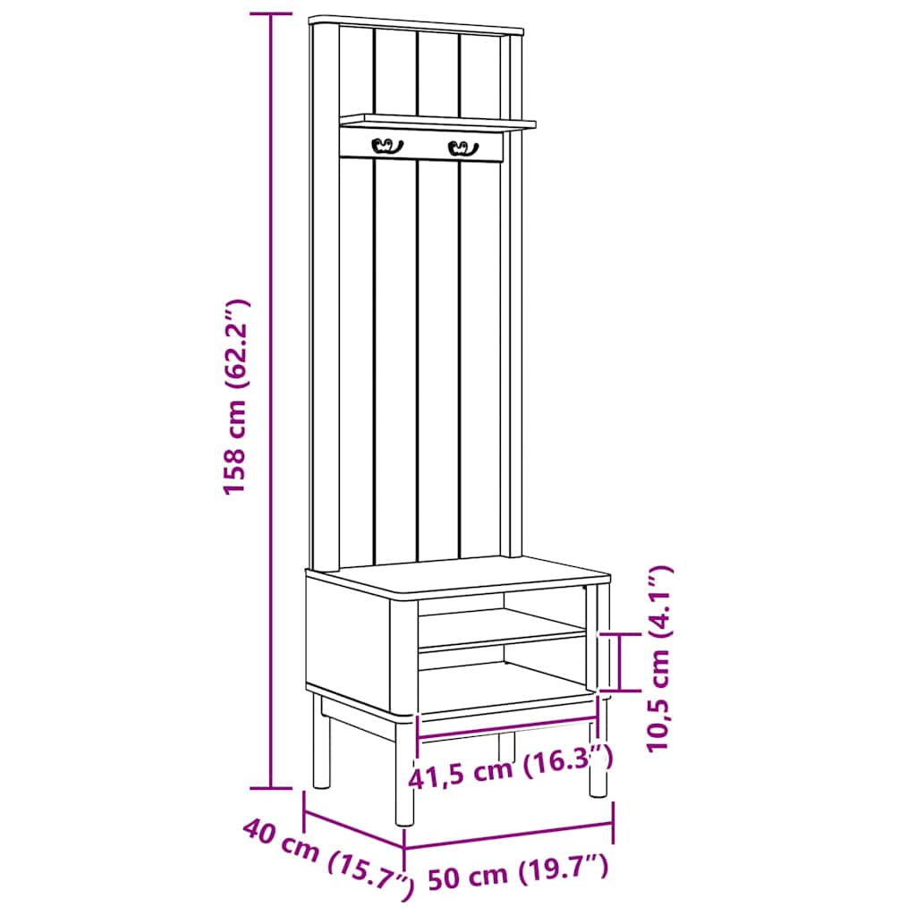 vidaXL Ντουλάπα διαδρόμου με ράφι FLORO Λευκό 50 x 40 x 158 εκ