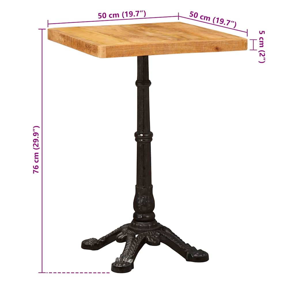 vidaXL Τραπέζι Bistro Καφέ 50 x 50 x 76 εκ Στερεό ξύλο μάνγκο
