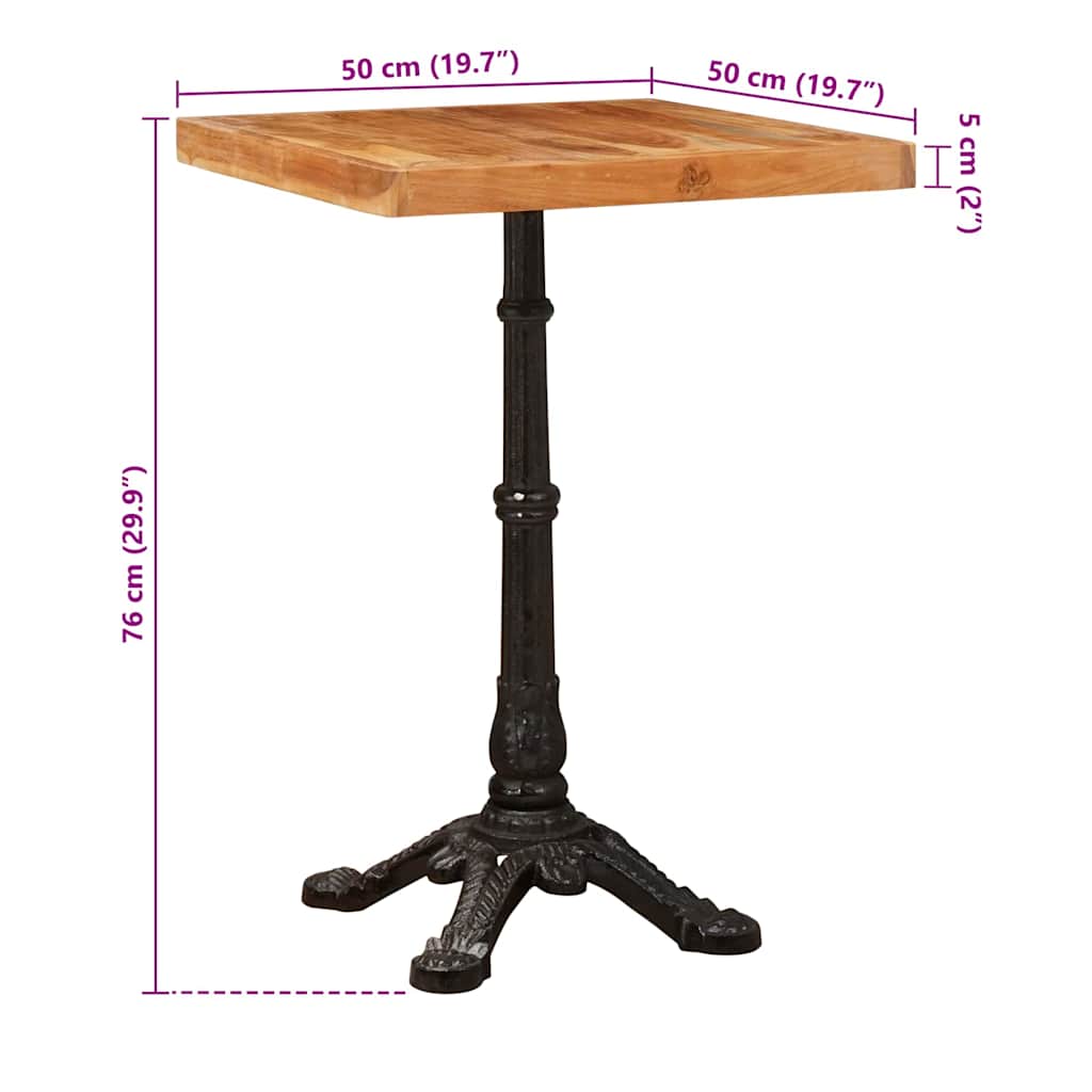 vidaXL Τραπέζι Bistro Καφέ 50 x 50 x 76 εκ Στερεό Ξύλο Ακακίας