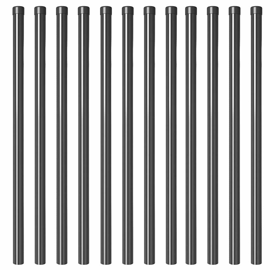 vidaXL Πό posts φράχτη 12 pcs Γκρι 100 cm Ατσάλι με Επικάλυψη Πούδρας