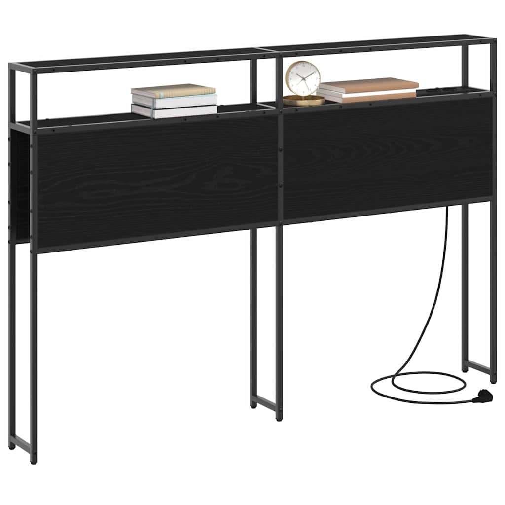 vidaXL Κεφαλάρι Αποθήκης με ράφι Μαύρη δρυς 135 cm Επεξεργασμένο ξύλο