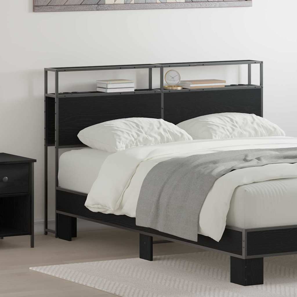 vidaXL Κεφαλάρι Αποθήκης με ράφι Μαύρη δρυς 160 cm Επεξεργασμένο ξύλο