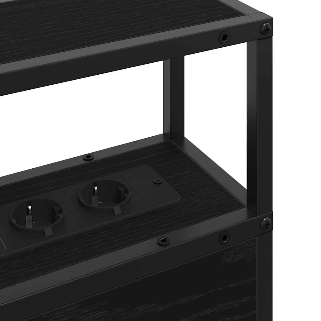 vidaXL Κεφαλάρι Αποθήκης με ράφι Μαύρη δρυς 180 cm Επεξεργασμένο ξύλο