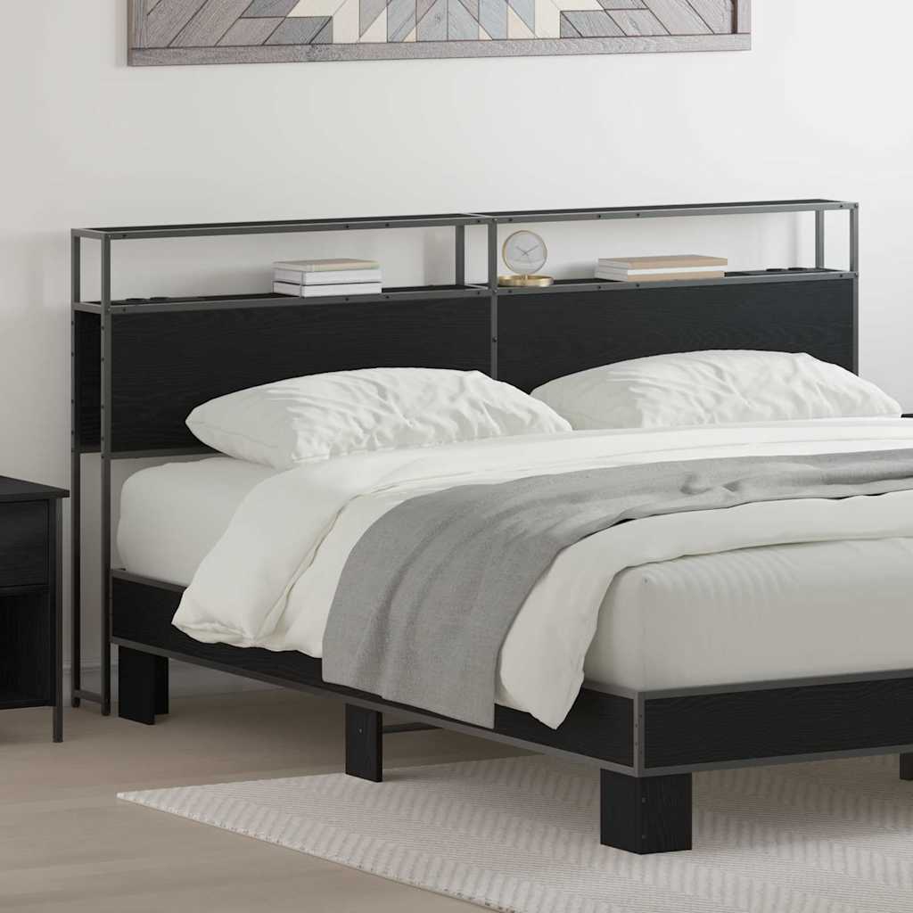 vidaXL Κεφαλάρι Αποθήκης με ράφι Μαύρη δρυς 180 cm Επεξεργασμένο ξύλο