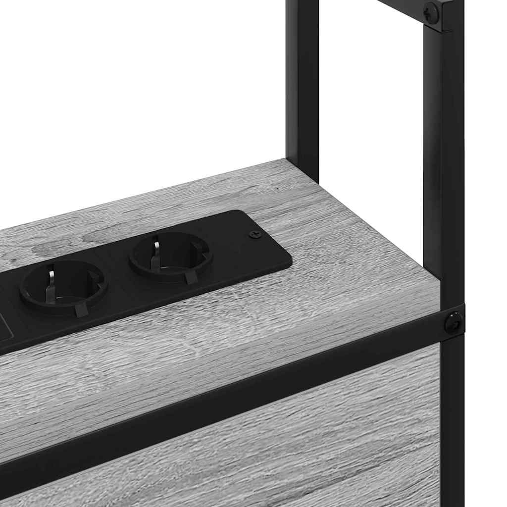 vidaXL Κεφαλάρι Αποθήκης με Σταθμό Φόρτισης Γκρι sonoma 80 cm