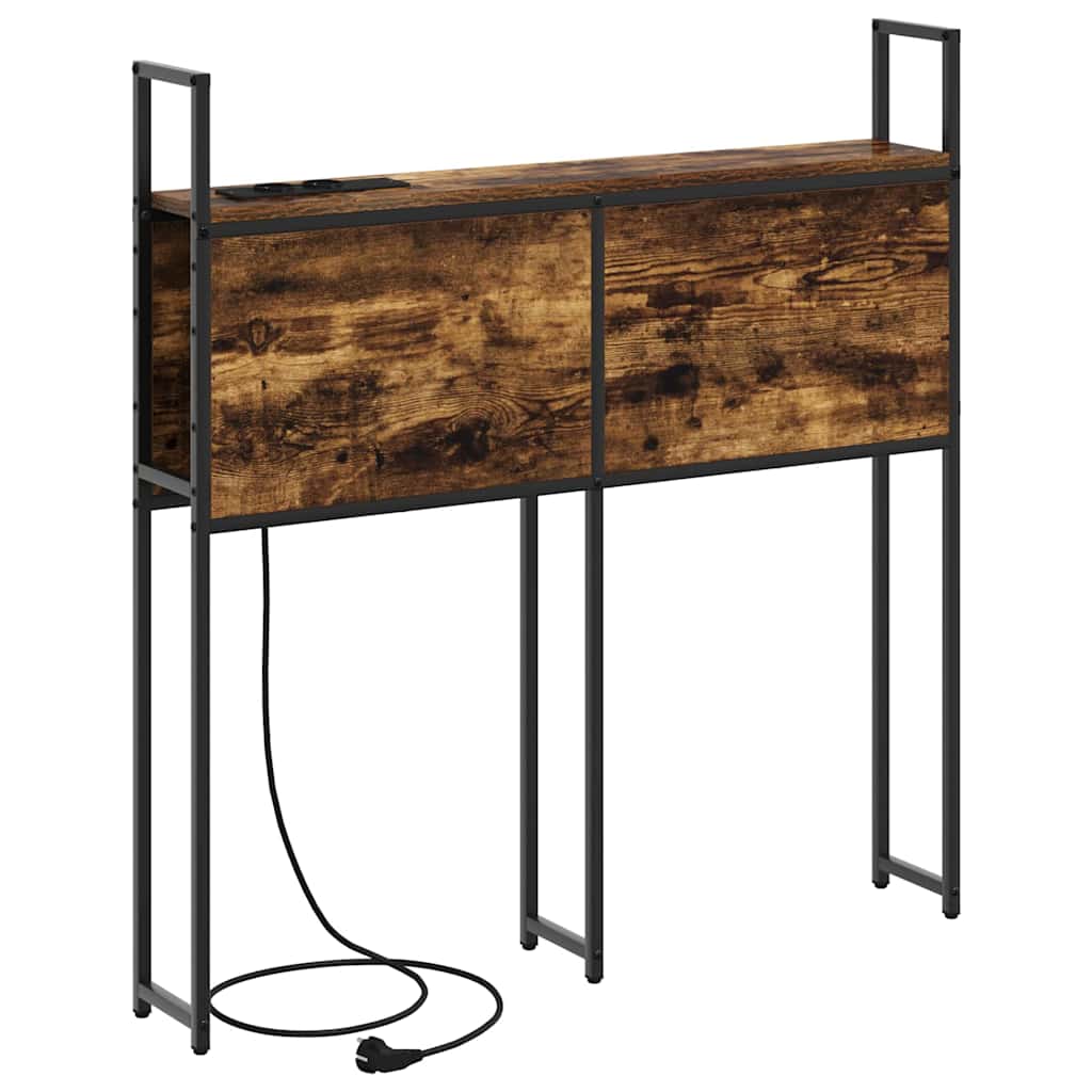 vidaXL Κεφαλάρι Αποθήκης με Σταθμό Φόρτισης Καπνιστή δρυς 90 cm