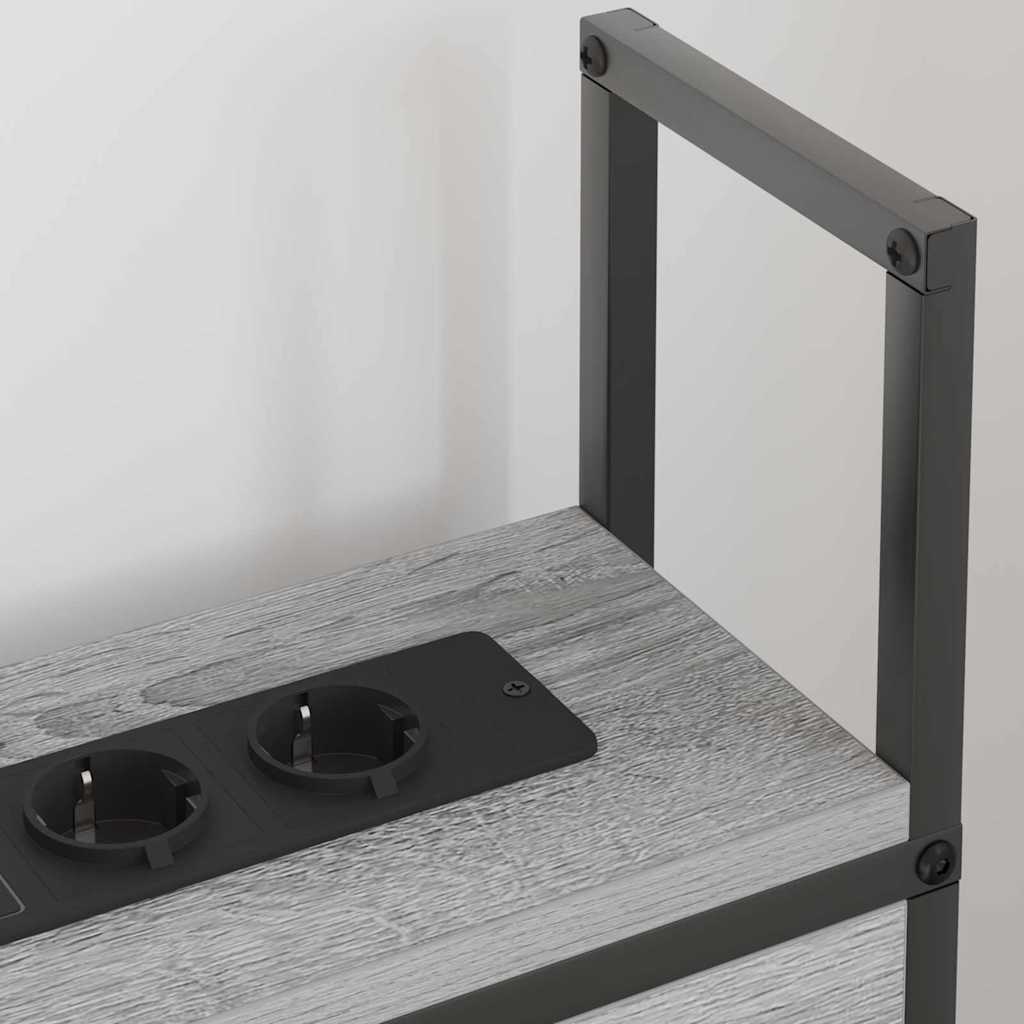 vidaXL Κεφαλάρι Αποθήκης με Σταθμό Φόρτισης Γκρι sonoma 90 cm