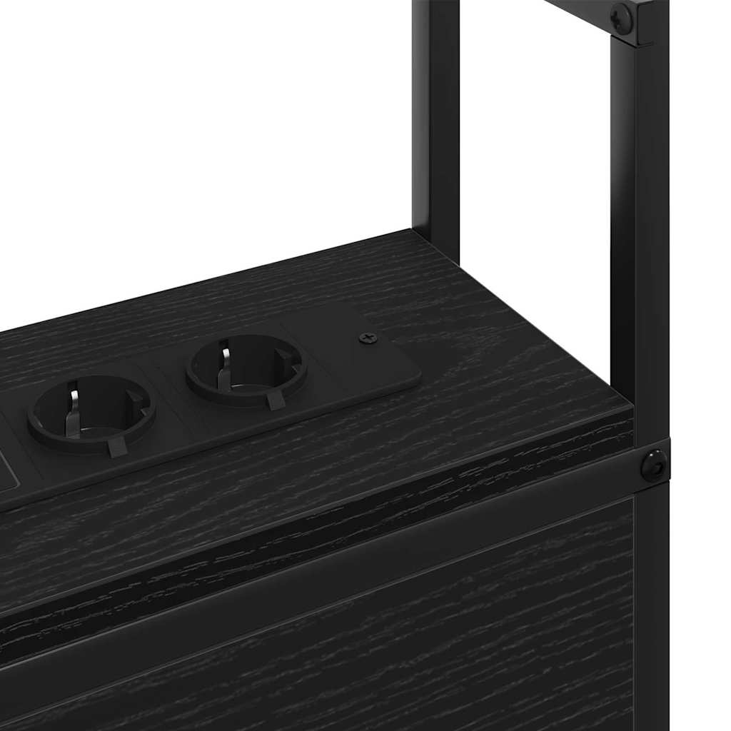 vidaXL Κεφαλάρι Αποθήκης με Σταθμό Φόρτισης Μαύρη δρυς 140 cm