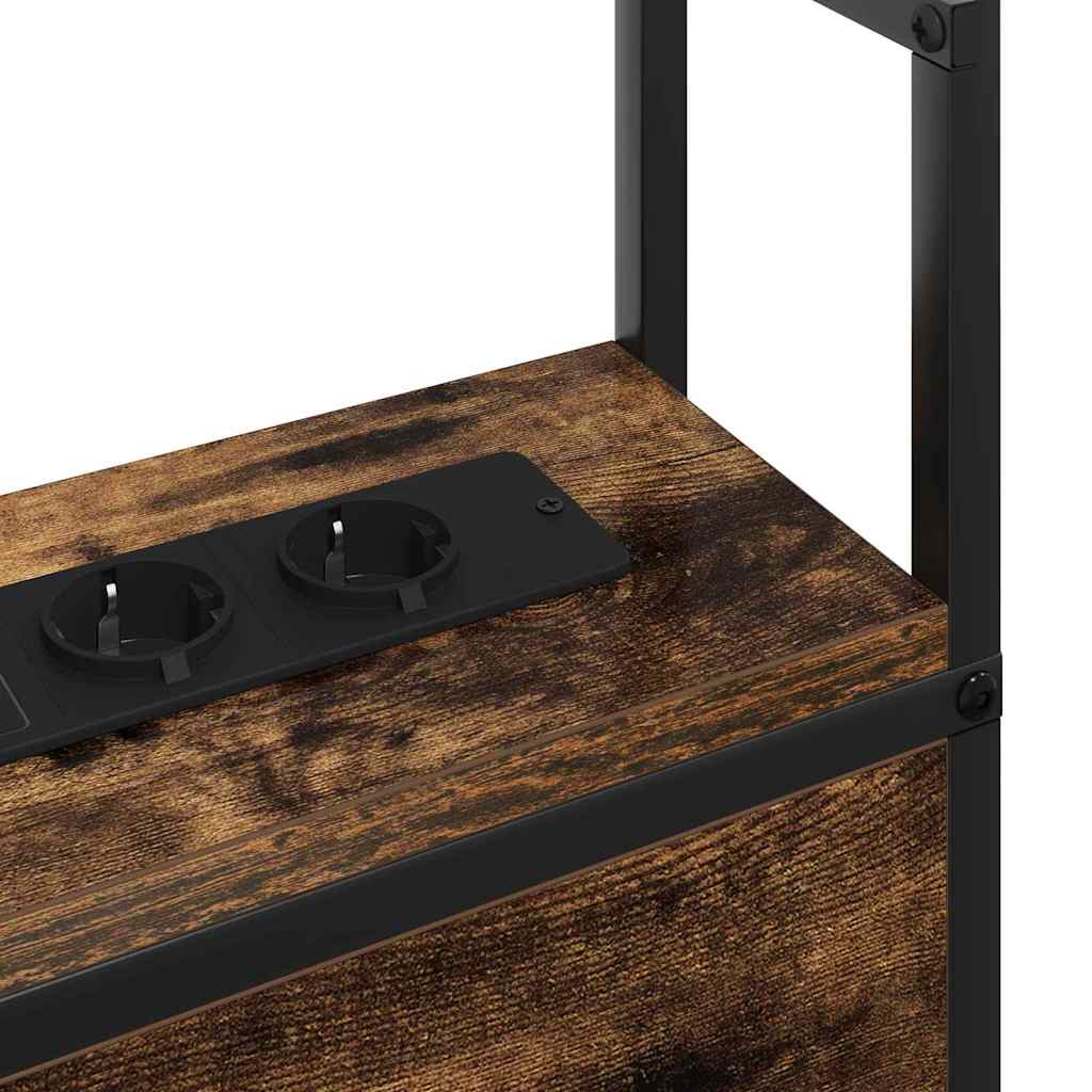 vidaXL Κεφαλάρι Αποθήκης με Σταθμό Φόρτισης Καπνιστή δρυς 140 cm